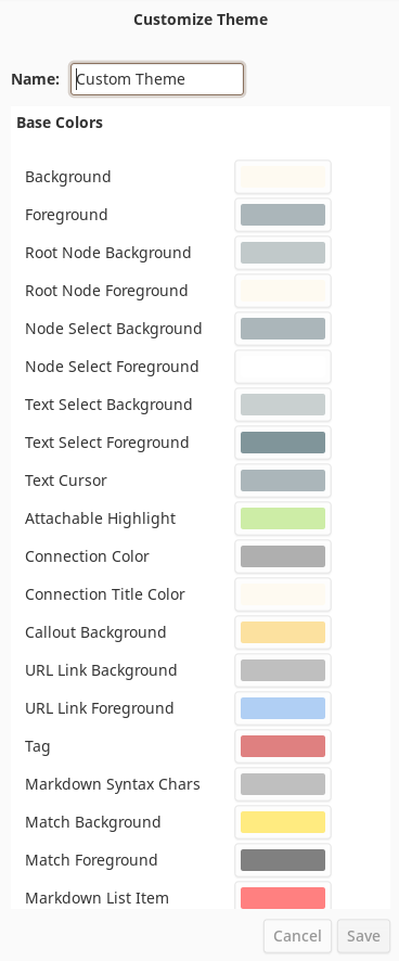 Custom Theme Editor Panel